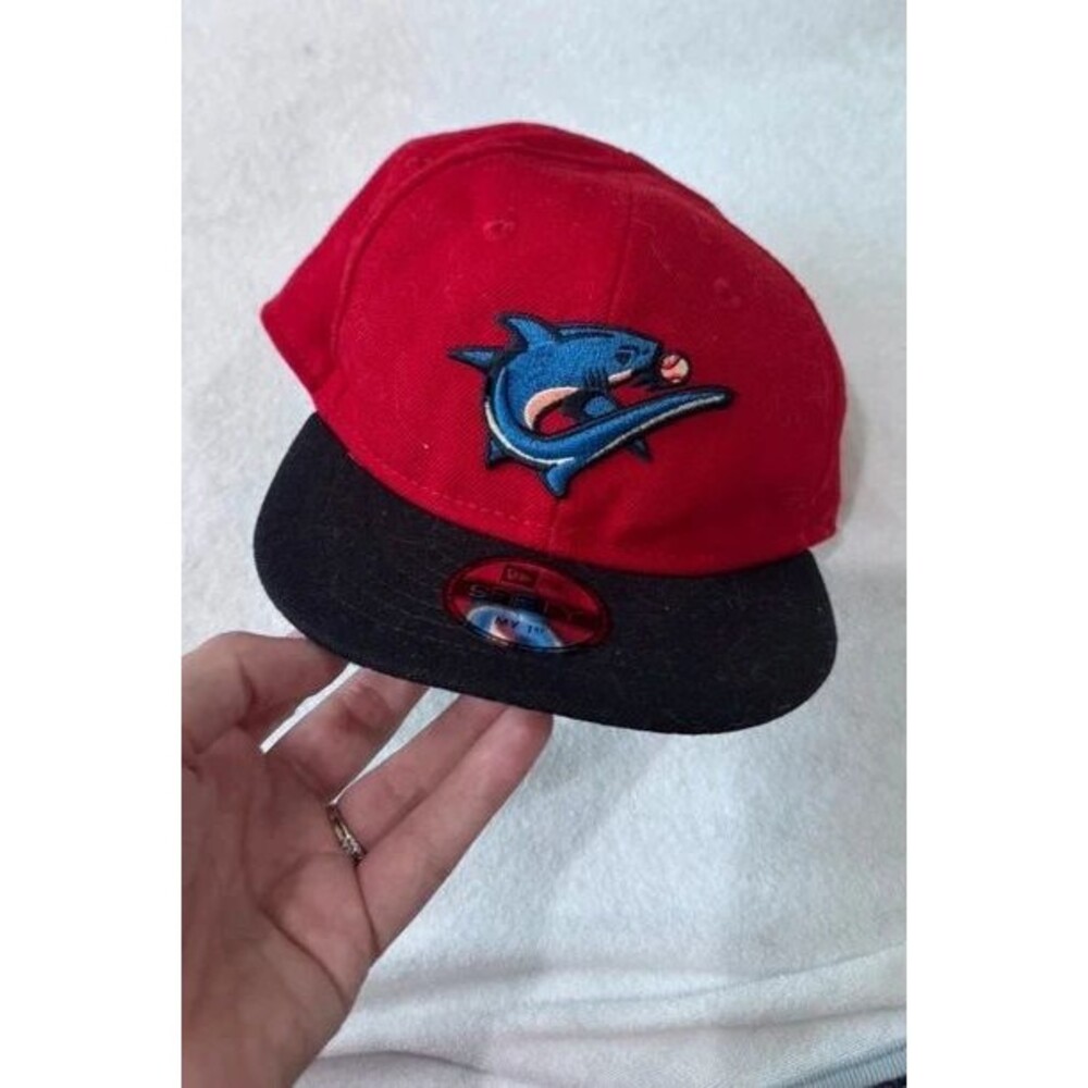 New Era 9FIFTY Infant Snapback Hat Red Black Baby Baseball Cap Shark My 1st